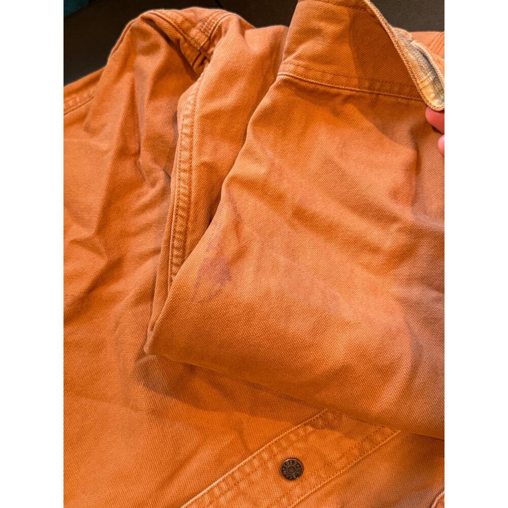 L.L.Bean Men Large Brown Canvas Shirt Flannel Lined Cotton Outdoor Workwear - Picture 11 of 15